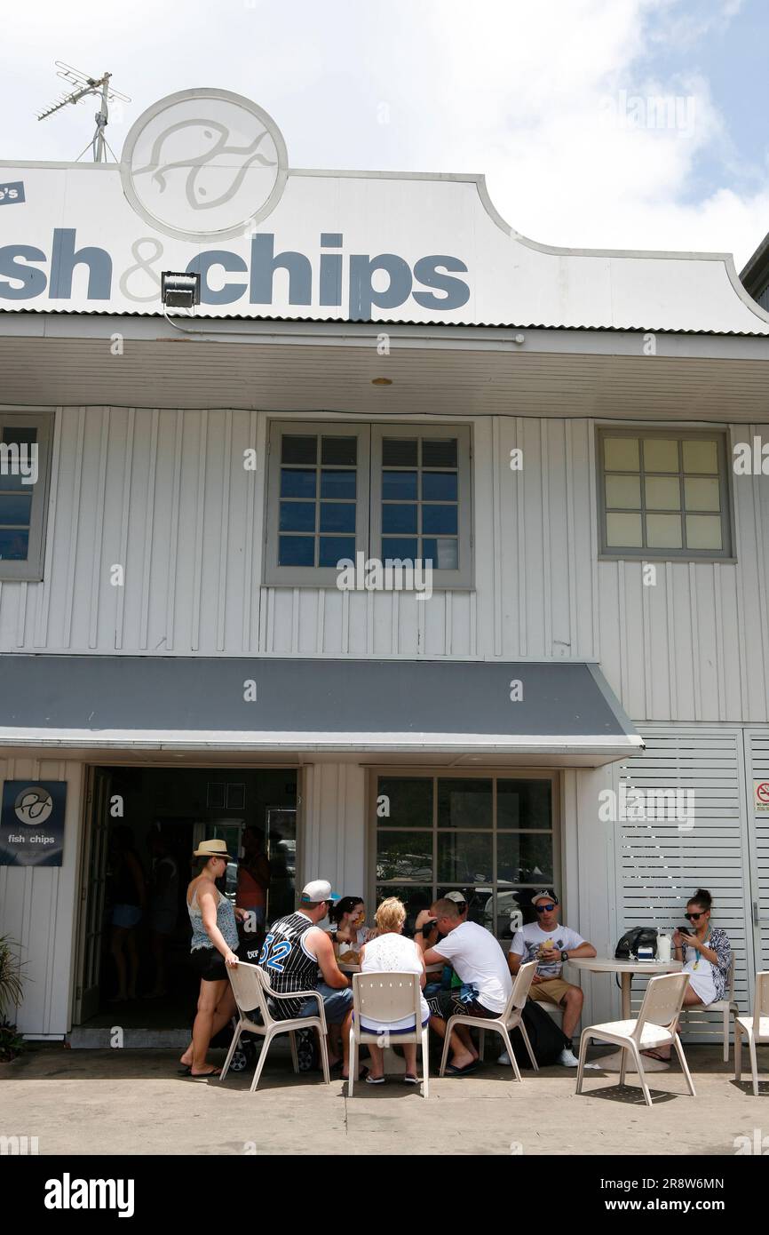 Fish and Chips Restaurant sulle Whitsunday Islands, Queensland Foto Stock