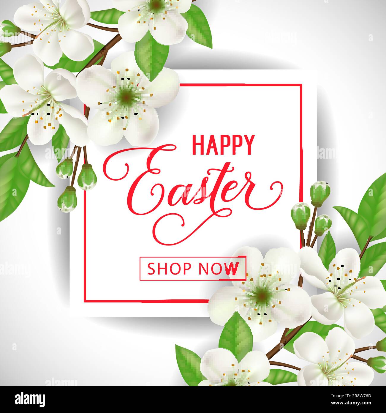 Happy Easter Shop ora con lettere Illustrazione Vettoriale