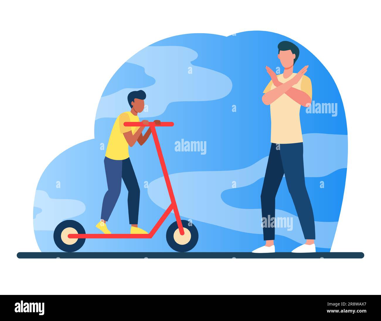Papa' che proibisce al figlio di andare in scooter Illustrazione Vettoriale