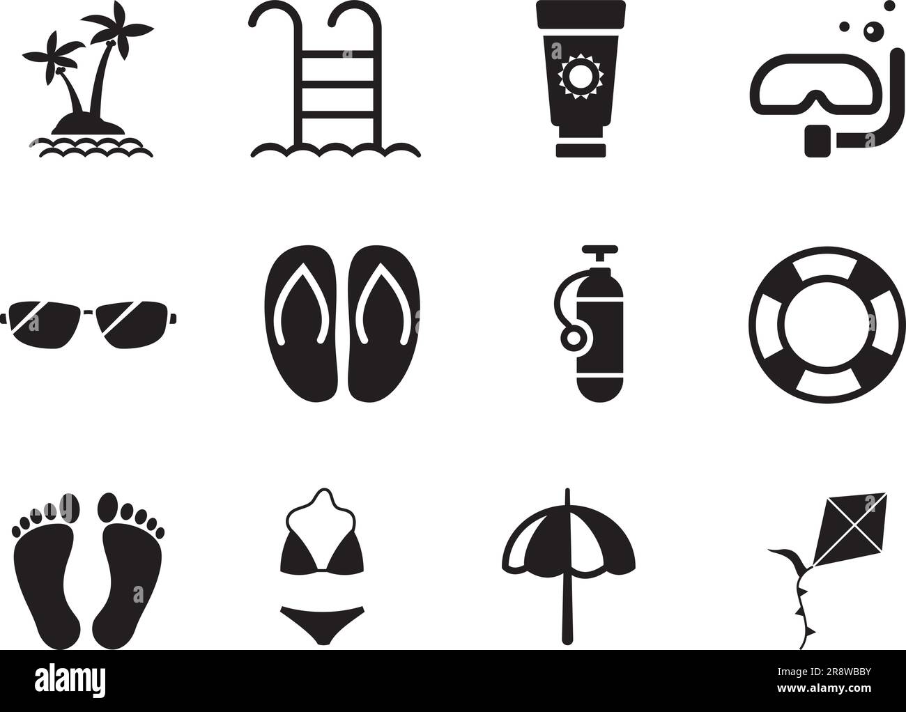 Set di icone semplici per l'estate Illustrazione Vettoriale