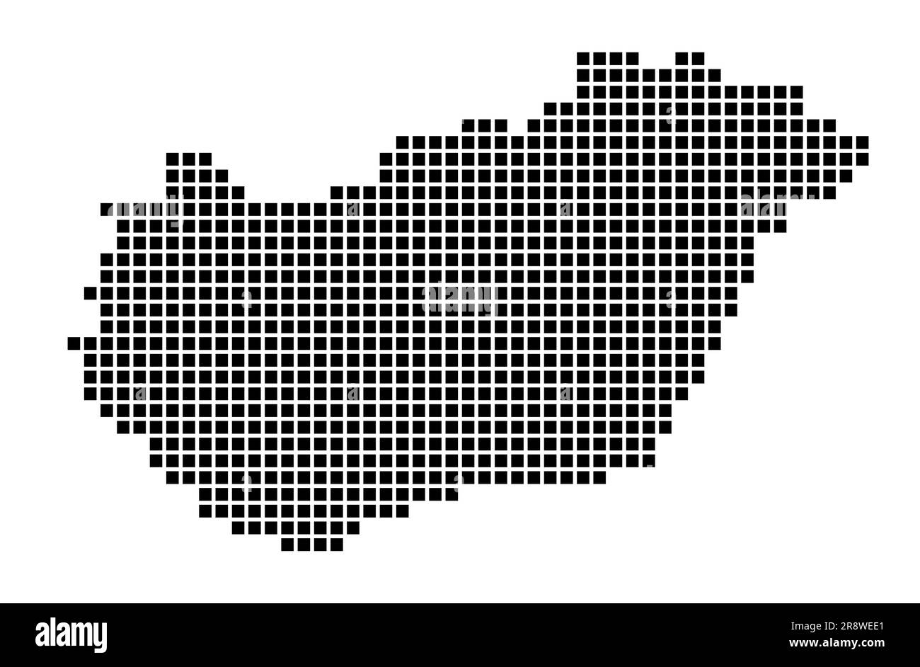 Mappa Ungheria. Mappa dell'Ungheria in stile punteggiato. I confini del paese sono riempiti di rettangoli per il tuo progetto. Illustrazione vettoriale. Illustrazione Vettoriale