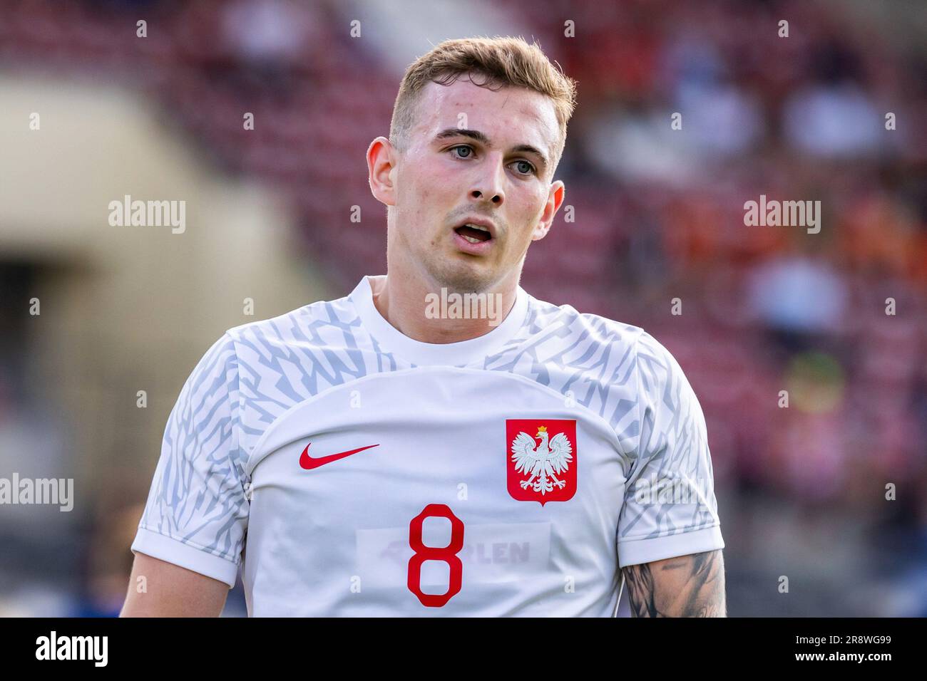 Varsavia, Polonia. 15 giugno 2023. Kacper Kozlowski della Polonia U21 visto durante l'amichevole tra Polonia U21 e Finlandia U21 al Polonia Stadium. (Punteggio finale; Polonia U21 1:1 Finlandia U21) credito: SOPA Images Limited/Alamy Live News Foto Stock