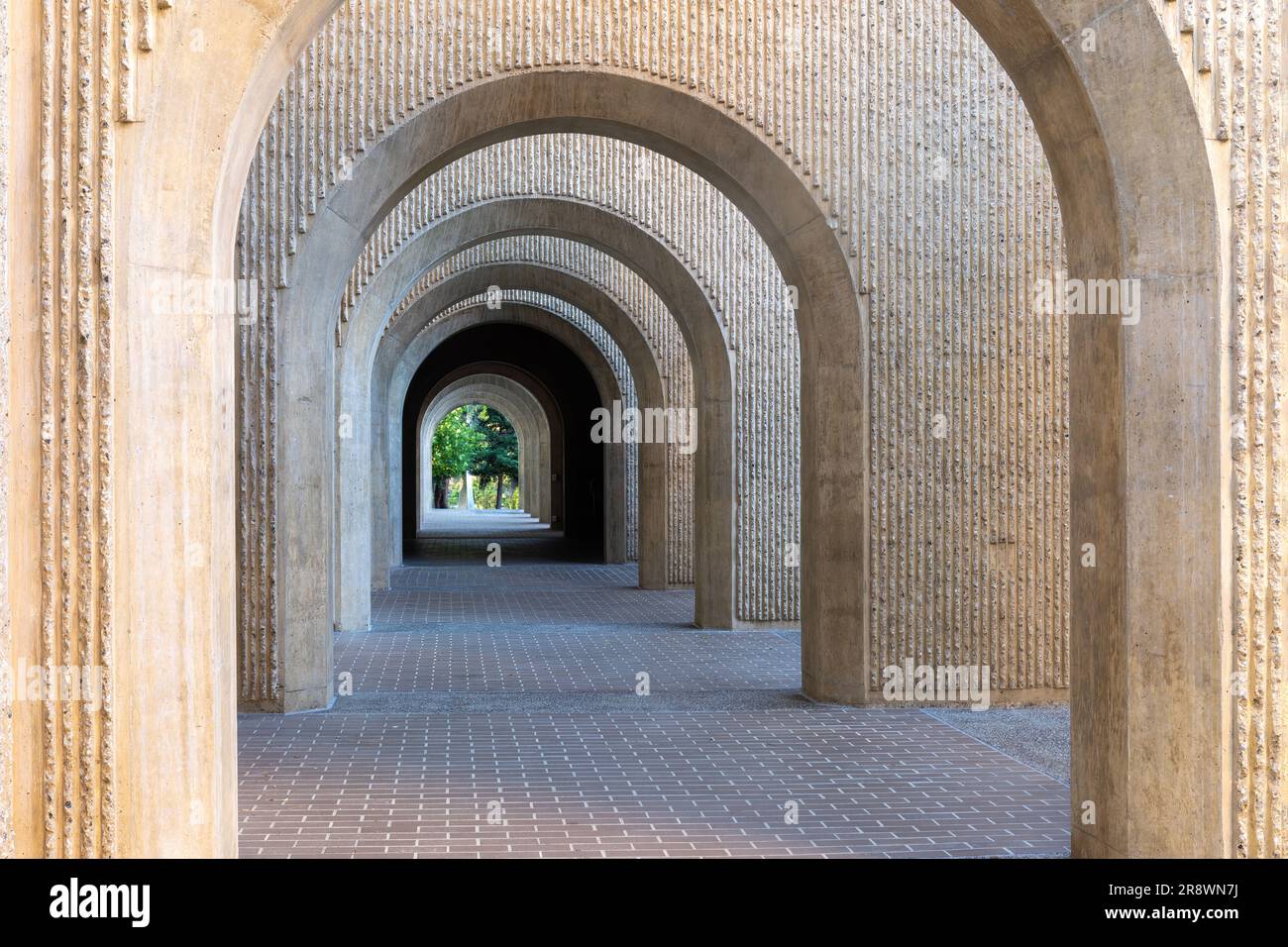 Arch Cloister of Law School Building presso la Stanford University Foto Stock