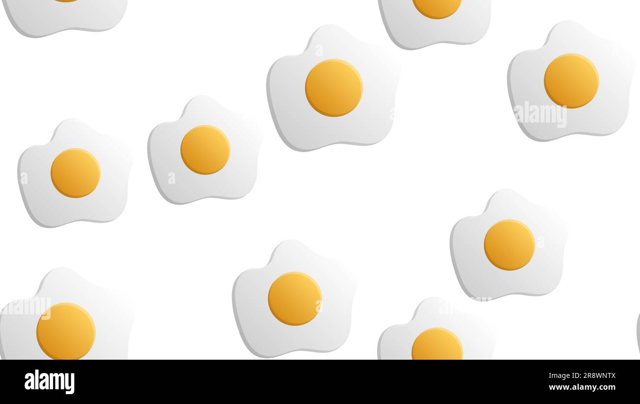 uova strapazzate su sfondo bianco, illustrazione vettoriale, motivo. uovo con tuorlo giallo. la colazione era deliziosa. illustrazione senza interruzioni. arredamento fast food. Illustrazione Vettoriale