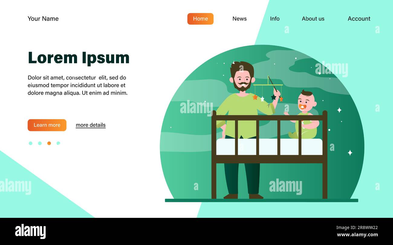 Nuovo padre che gioca con il bambino nella culla Illustrazione Vettoriale