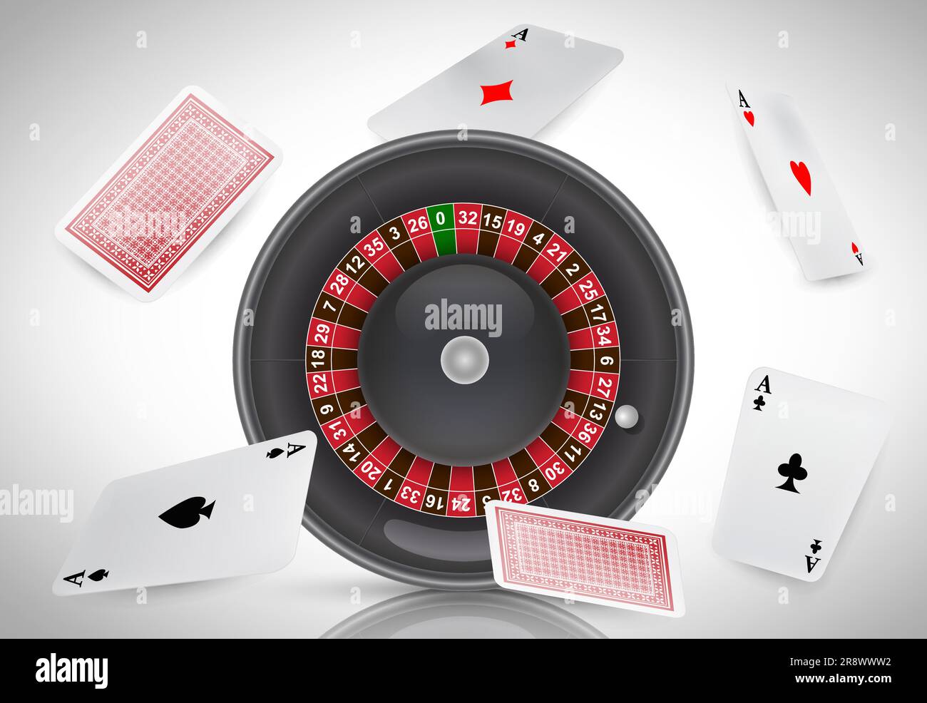 Roulette del casinò e assi volanti Illustrazione Vettoriale