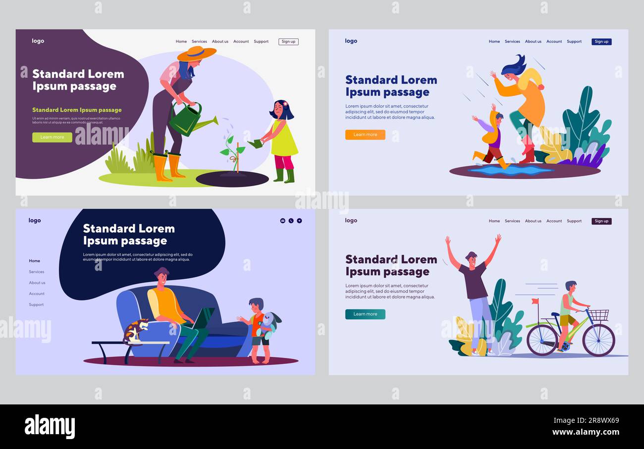 Mamma, papa', bambini che si divertono insieme Illustrazione Vettoriale