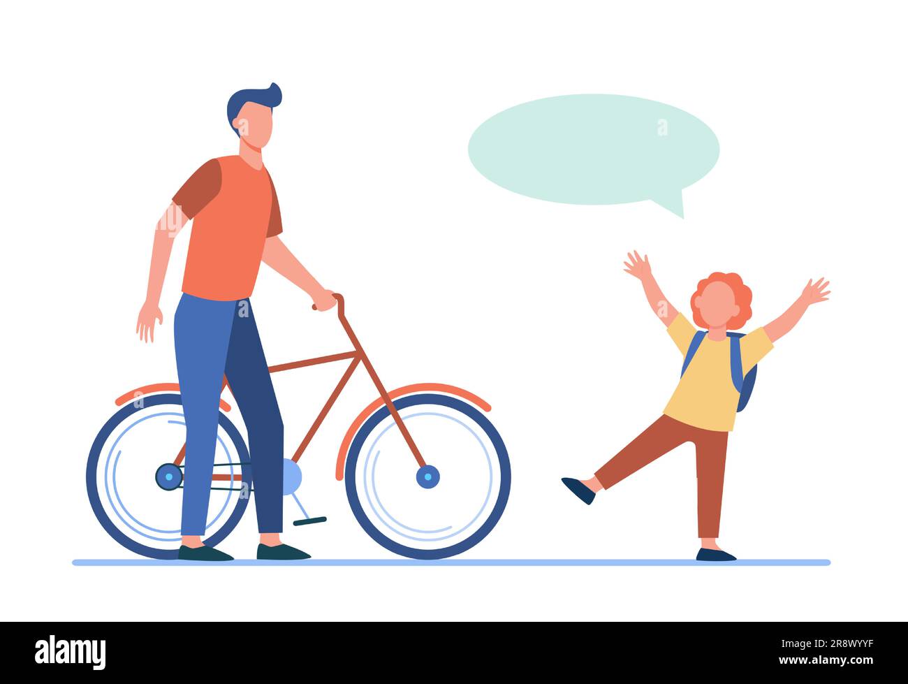 Papà che dà la bicicletta al figlio gioioso Illustrazione Vettoriale