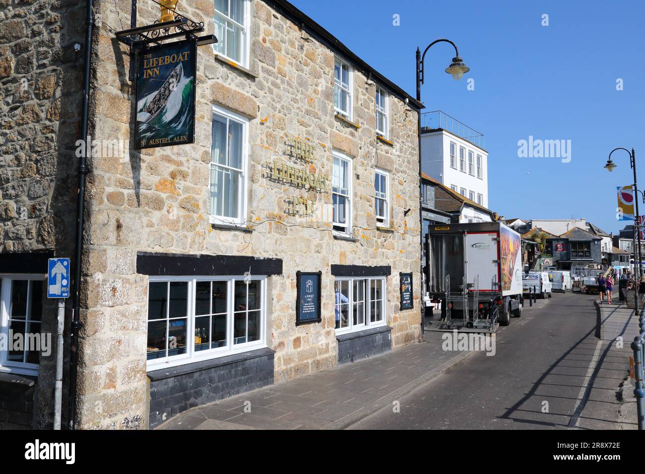 Esterno del Lifeboat Inn, Wharf Road, St Ives, Cornovaglia, Regno Unito Foto Stock