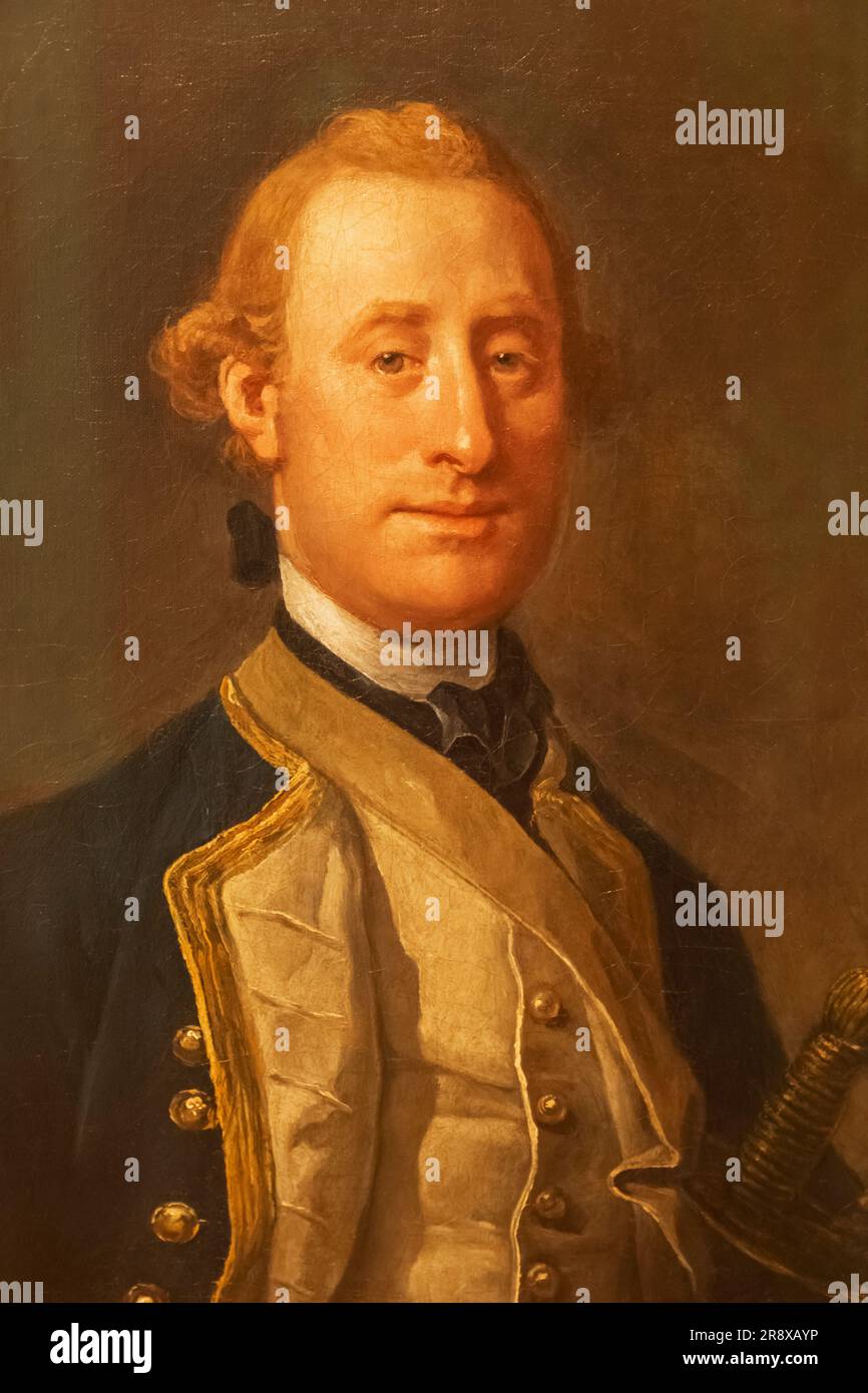 Inghilterra, Londra, Greenwich, The Queen's House, Ritratto del capitano Sir Alexander Schomberg di William Hogarth datato 1763 Foto Stock