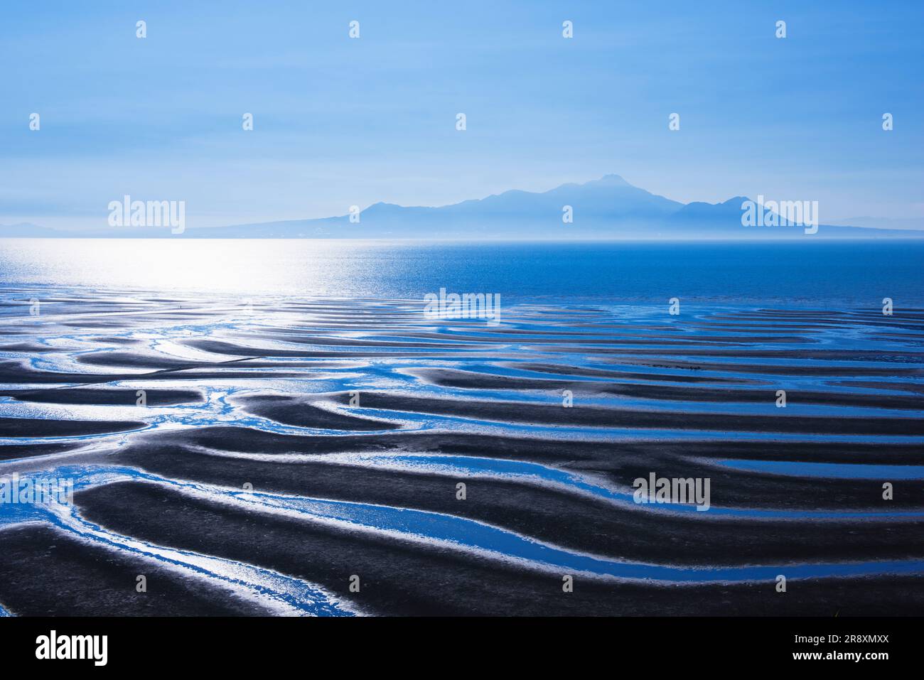 Appartamenti di fango sulla costa di Mikoshiorai Foto Stock