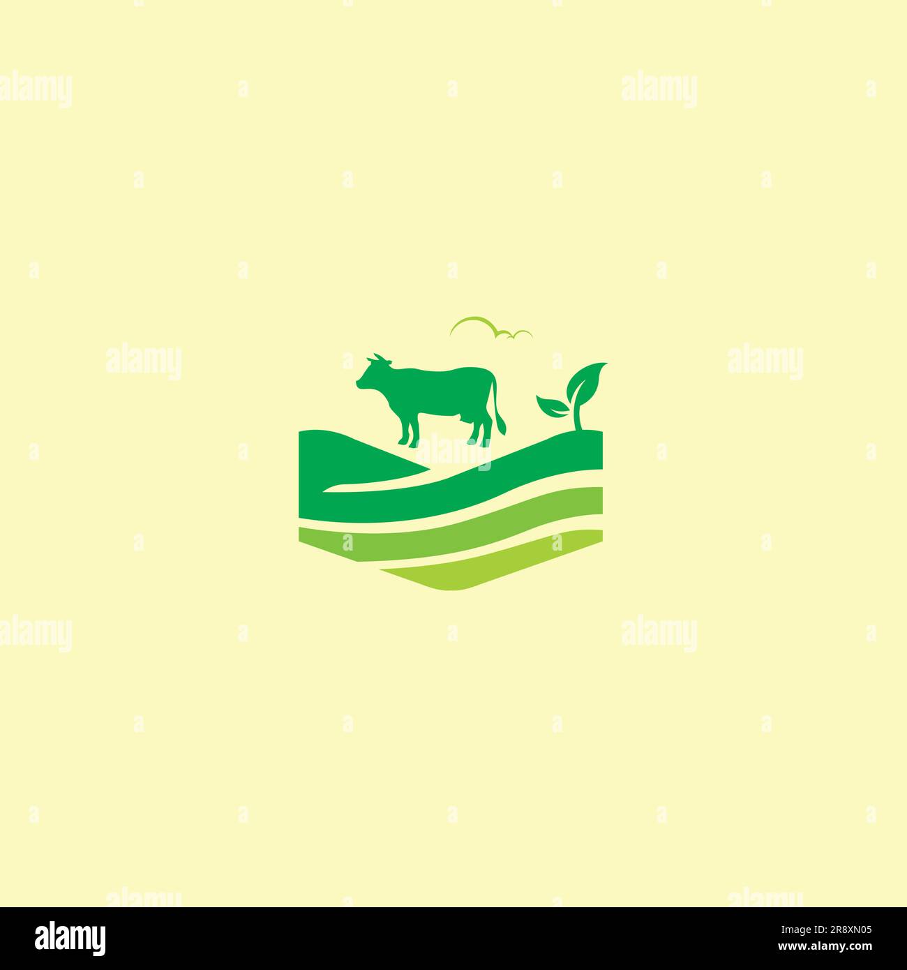 Farm Logo SimpleQuesto logo è una combinazione di mucca e piantagione adatta alla vostra azienda Illustrazione Vettoriale