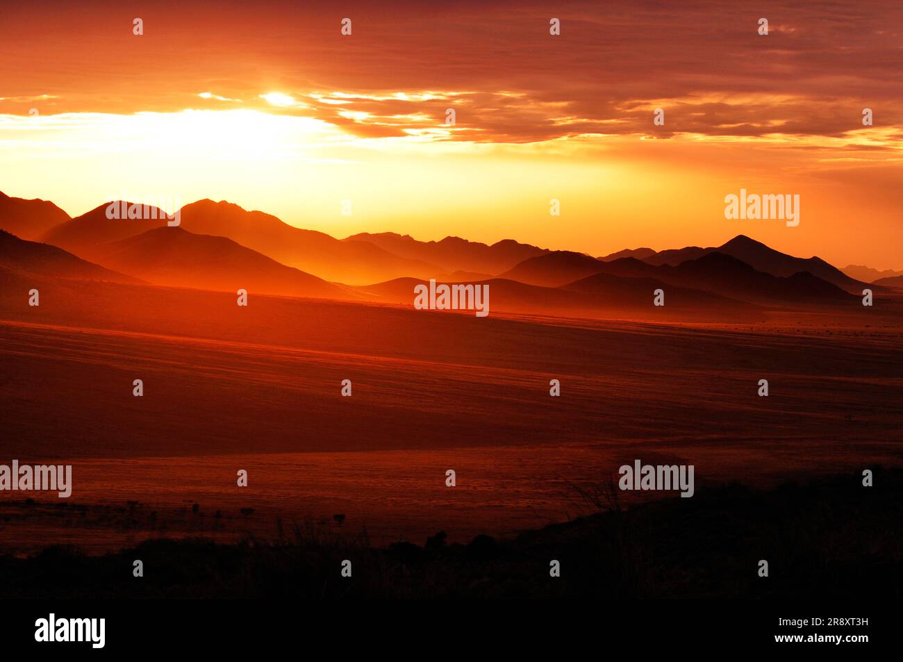 Sunset, Dunes Lodge, Wolwedans Lodge, Namib Rand Nature Reserve, Hardap Region, Namibia Foto Stock