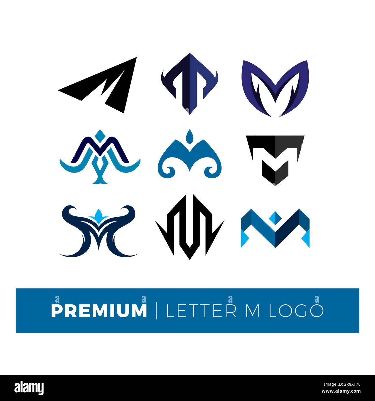 Impostare Letter M Logo Premium Design. Icona lettera M. Illustrazione Vettoriale