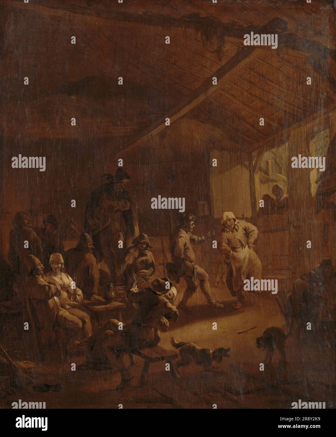 Peasants Dancing in a Barn, 1655-1683. Foto Stock