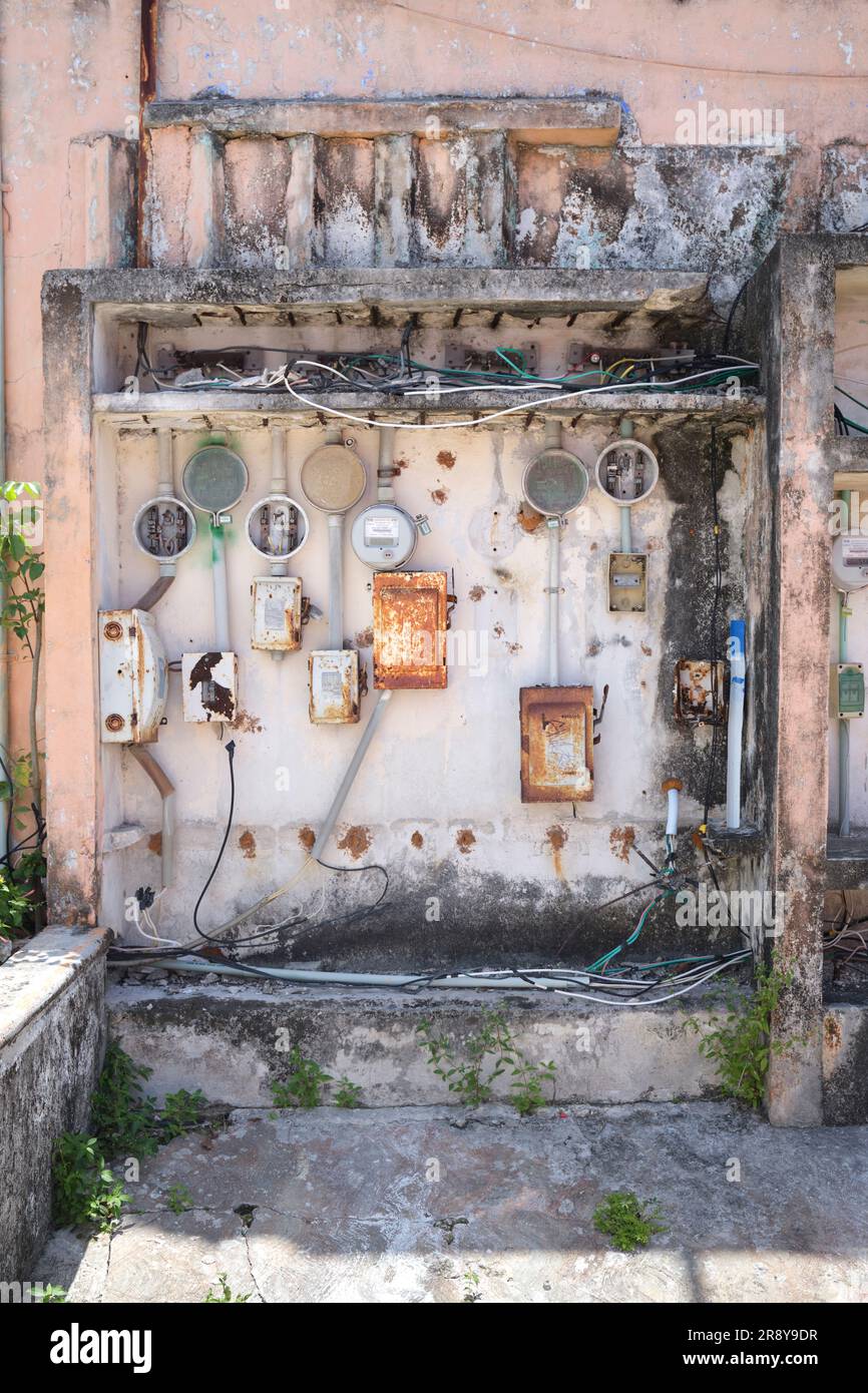 Contatori di elettricità Mercado 28 Downtown Cancun Mexico Foto Stock