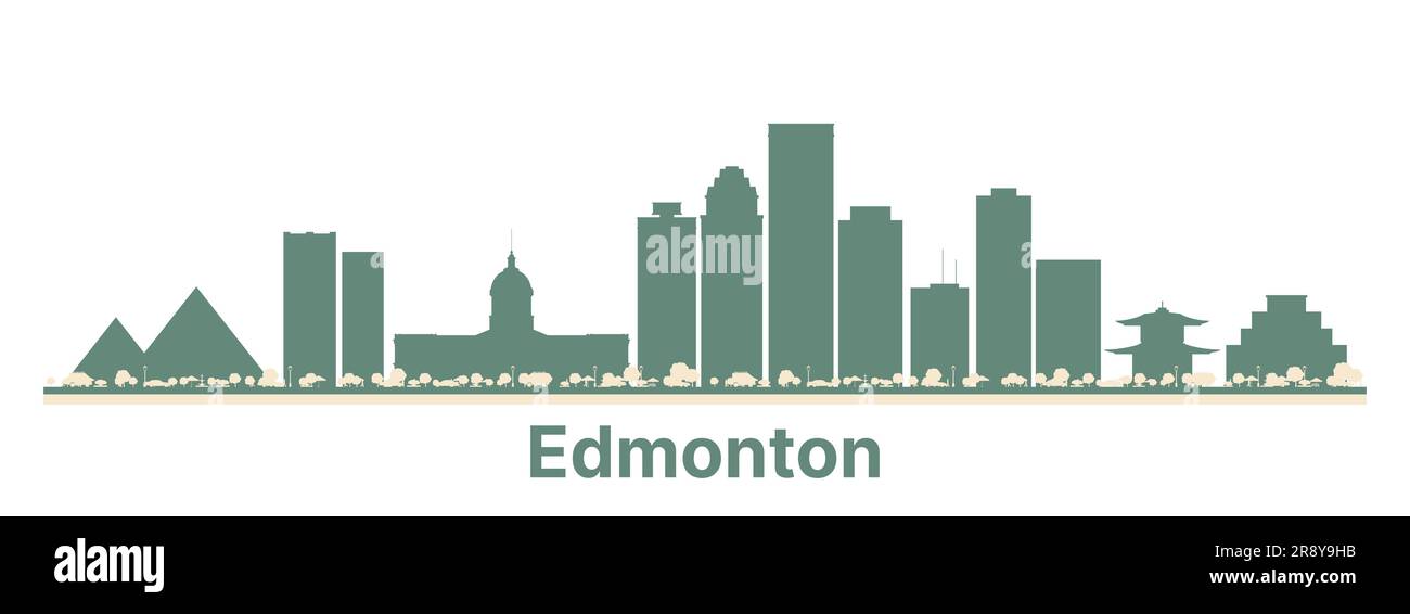 Astratto skyline di Edmonton Canada City con Color Buildings. Illustrazione vettoriale. Business Travel and Tourism Concept con architettura moderna. Illustrazione Vettoriale