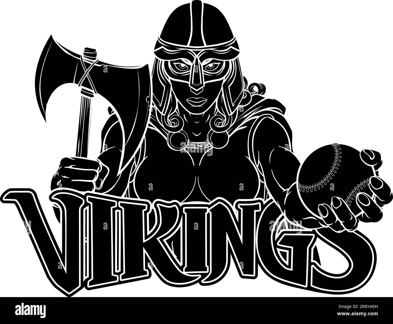 Viking Trojan Celtic cavaliere guerriero di Baseball Donna Illustrazione Vettoriale
