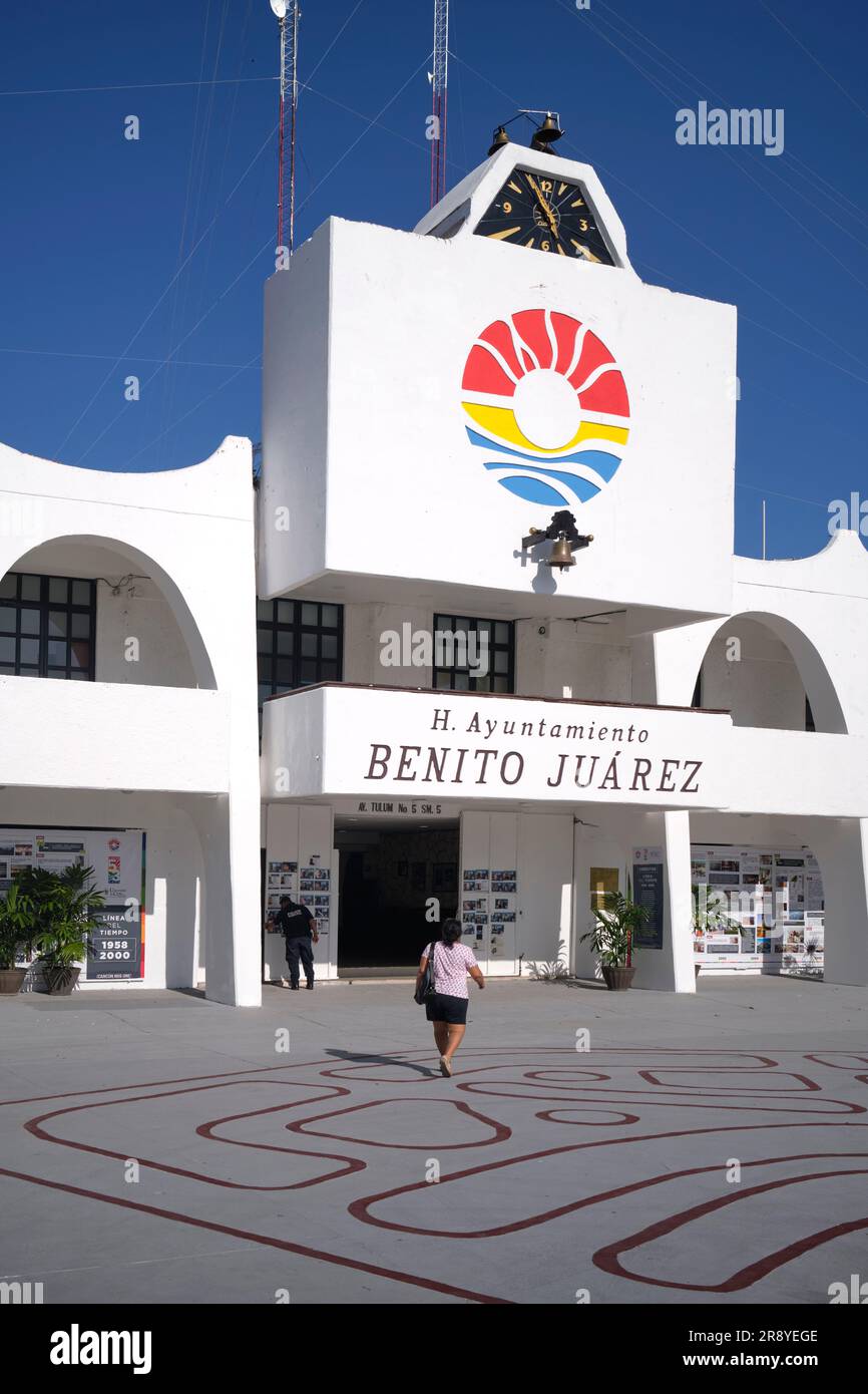 Ayuntamiento Benito Juarez Building nel centro di Cancun Yucatan Messico Foto Stock