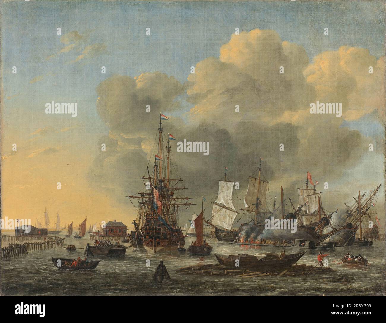 Il calpestio delle navi a Bothuisje su Het IJ ad Amsterdam, 1650-1668. Foto Stock