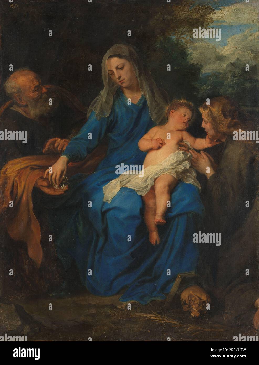 La Sacra famiglia con Santa in Adorazione, c.1630-c.1650. Foto Stock