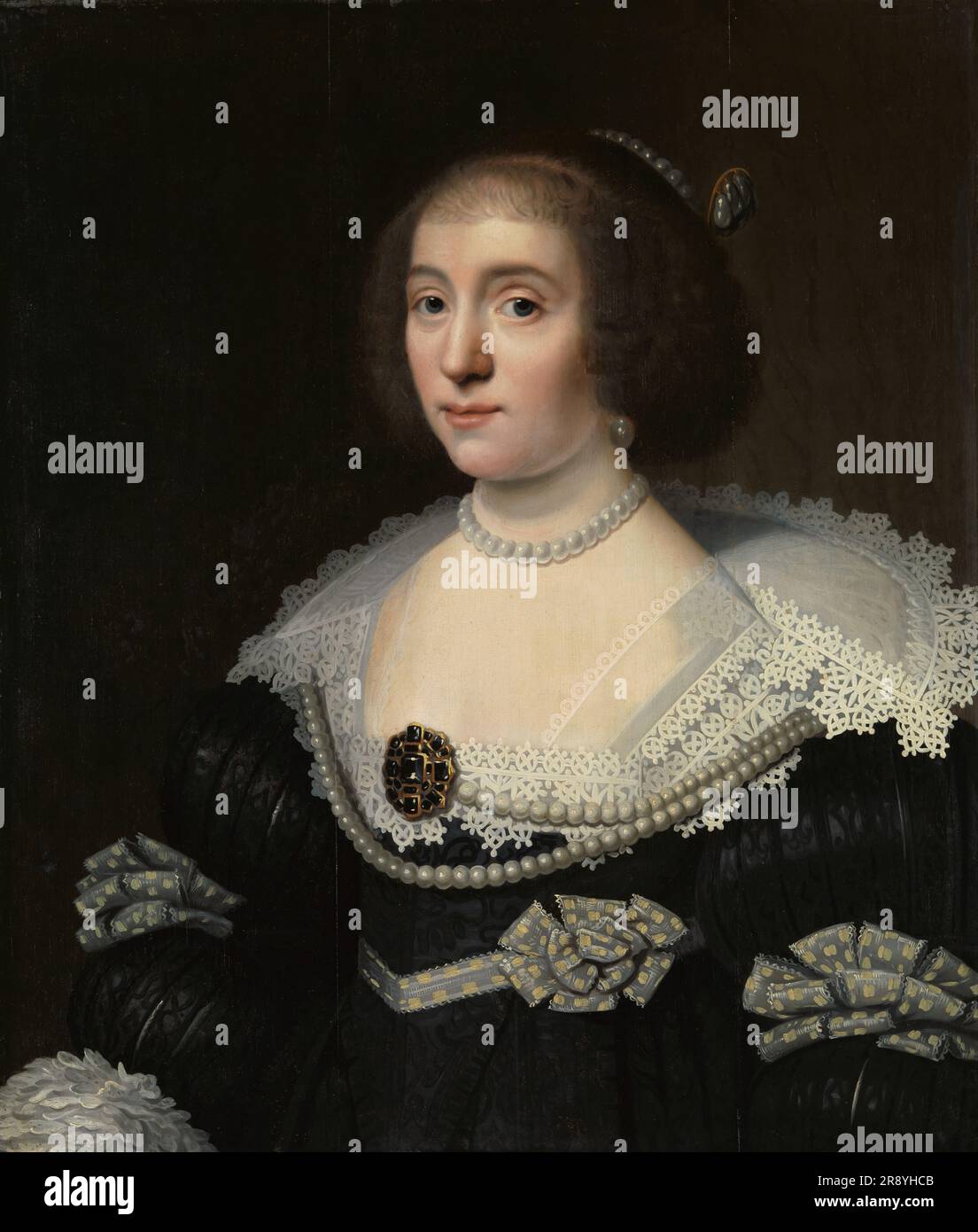 Ritratto di Amalia van Solms (1602-75), in o dopo c.1632. Altri titoli: Sophia Hedwig von Braunschweig-Wolfenb&#xfc;ttel (1592-1642). Moglie di Ernst Casimir. Copia dopo Michiel Jansz van Mierevelt. Foto Stock