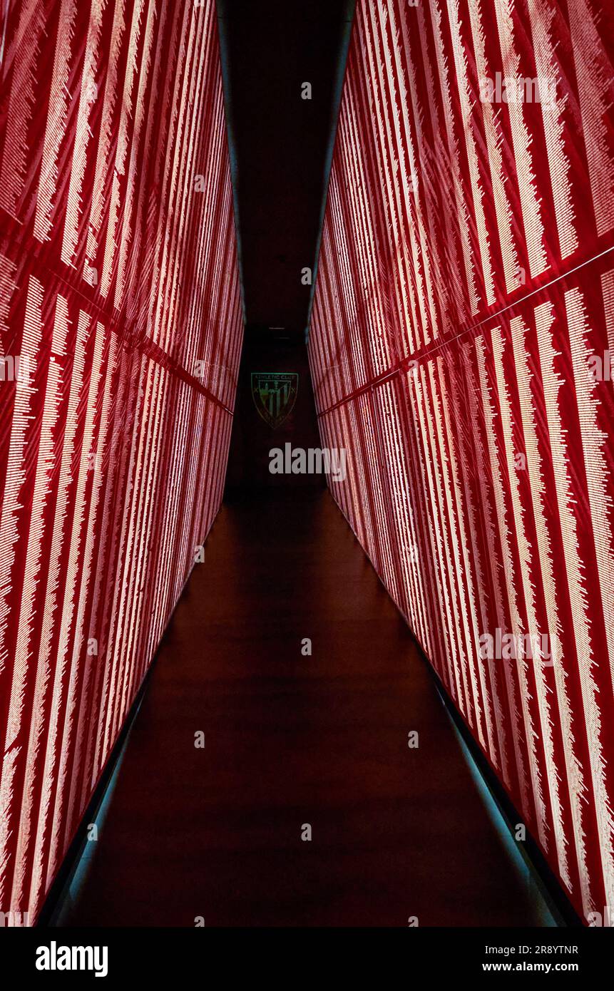 Presso l'esposizione del museo all'arena di San Mames, lo stadio ufficiale dell'FC Athletic Bilbao, Spagna Foto Stock