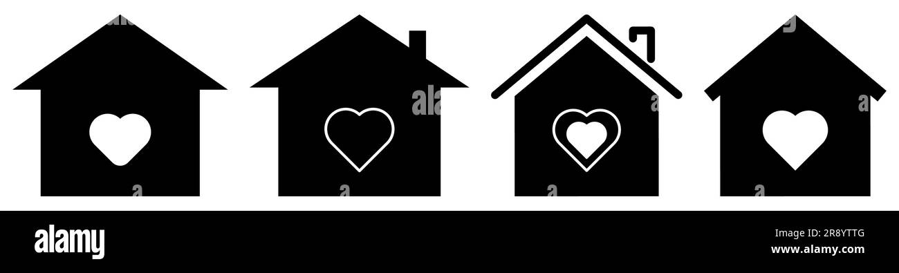 Segni cardiaci della casa. Illustrazione vettoriale isolata su sfondo bianco Illustrazione Vettoriale