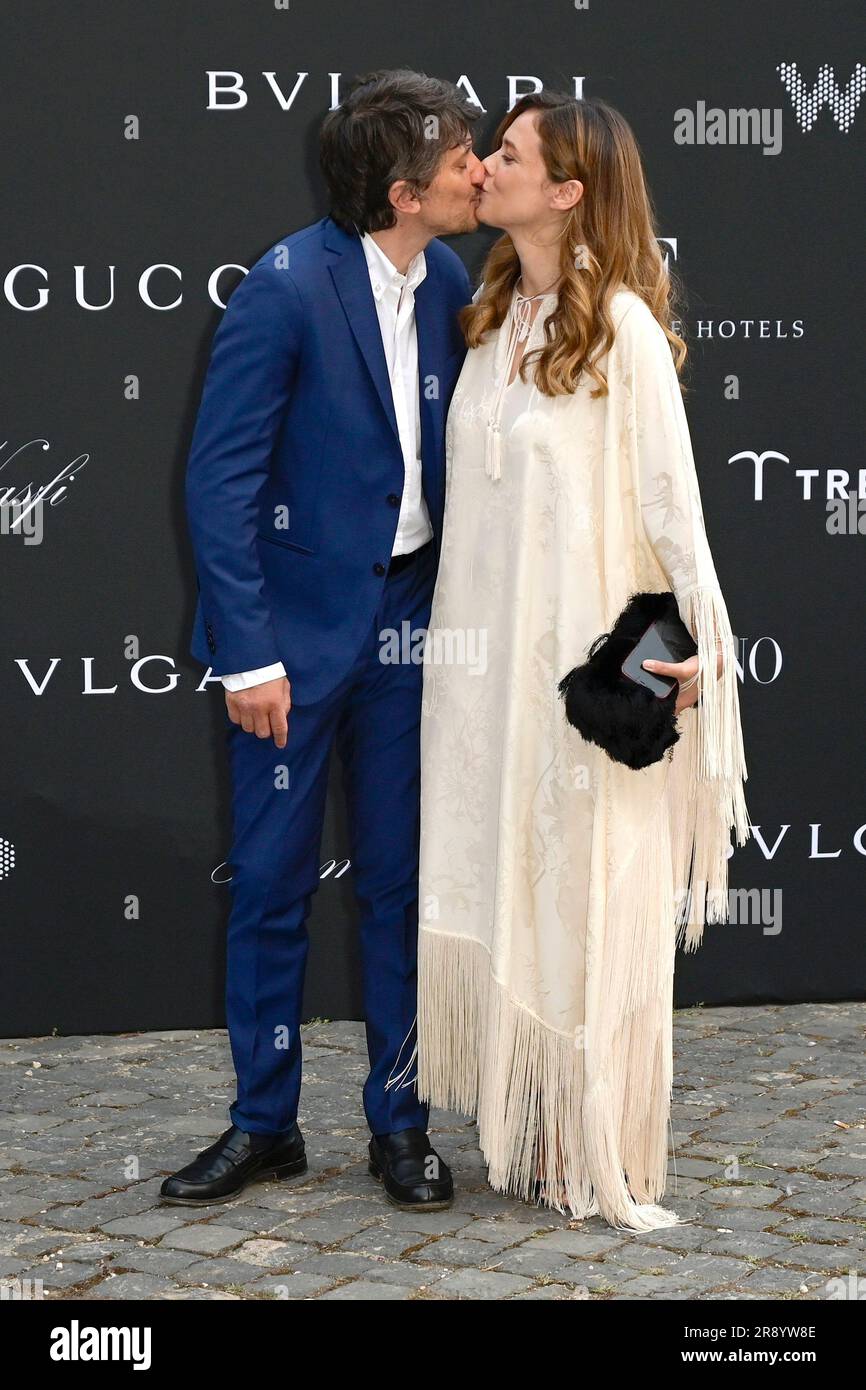 Cena di beneficenza Valeria Bilello mit Partner Tommaso Labate beim Anlaid in den Diokletiansthermen. ROM, 22.06.2023 Foto Stock