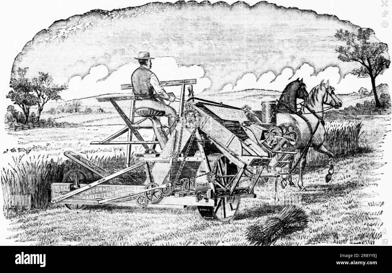 MIETITREBBIATRICE. La "legatrice a spago" americana del 1884 prodotta dalla McCormick Company. Foto Stock