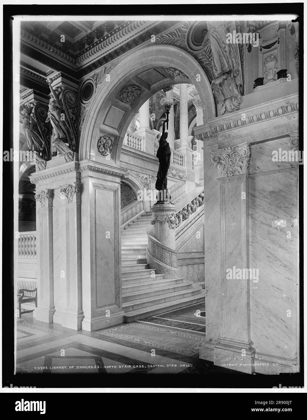 Biblioteca del Congresso, scala nord, scala centrale, 1900 o 1901. Foto Stock