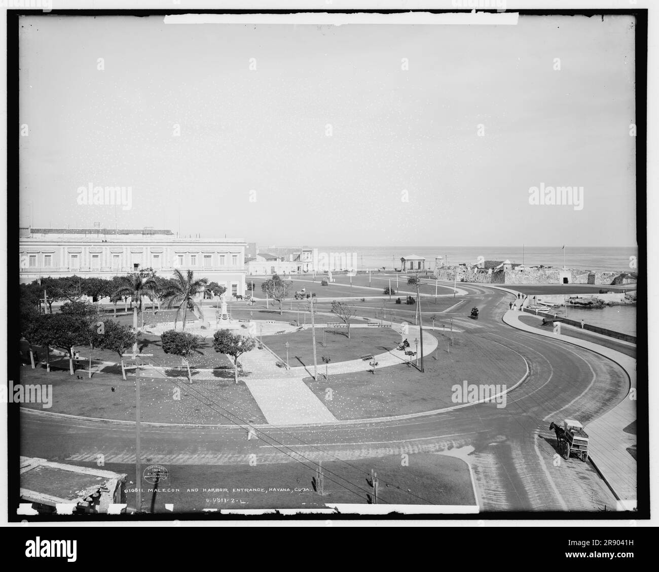 Malecon e ingresso al porto, Havana, Cuba, c1904. Foto Stock