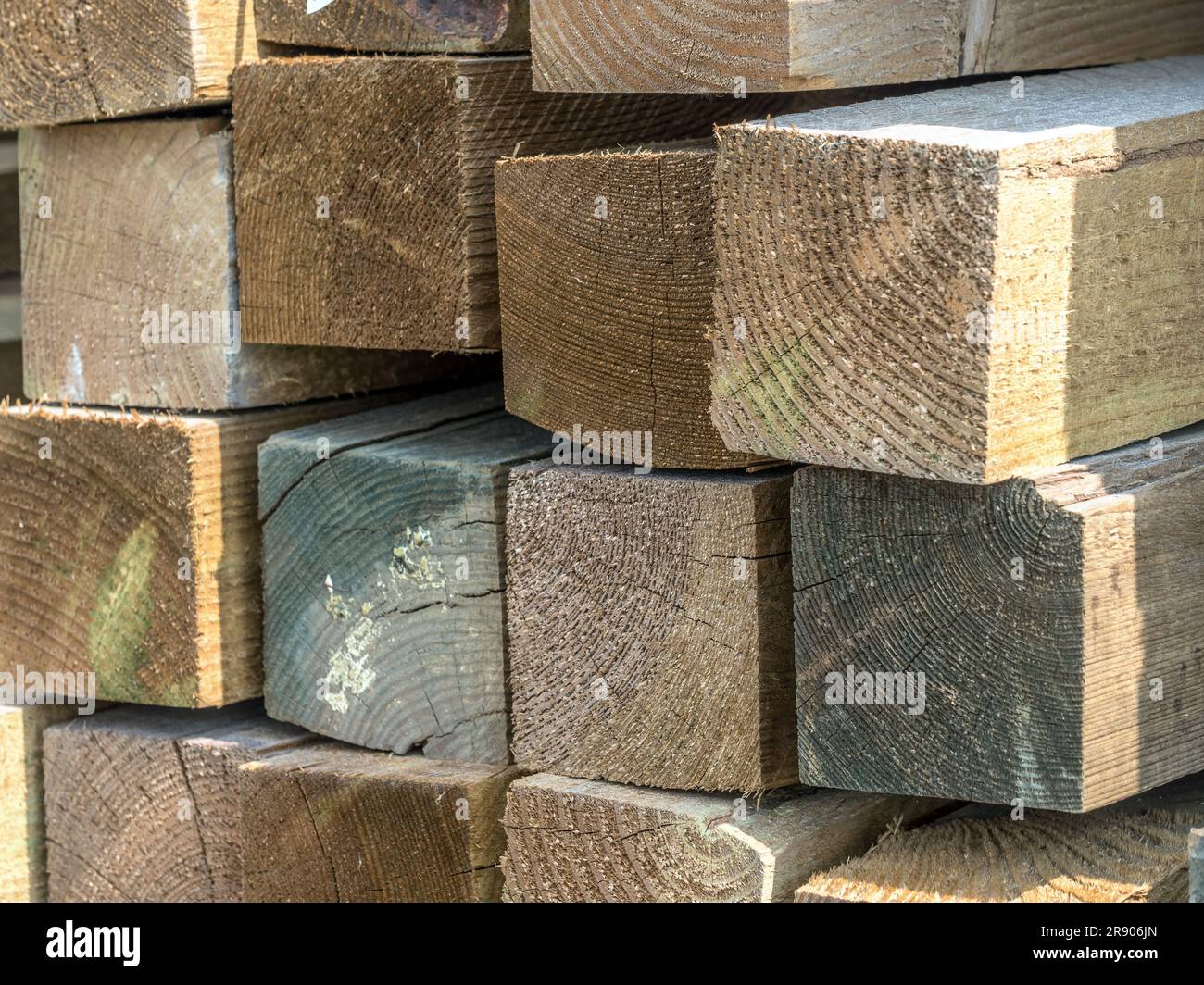 Scorte di legno impilate a strati Foto Stock