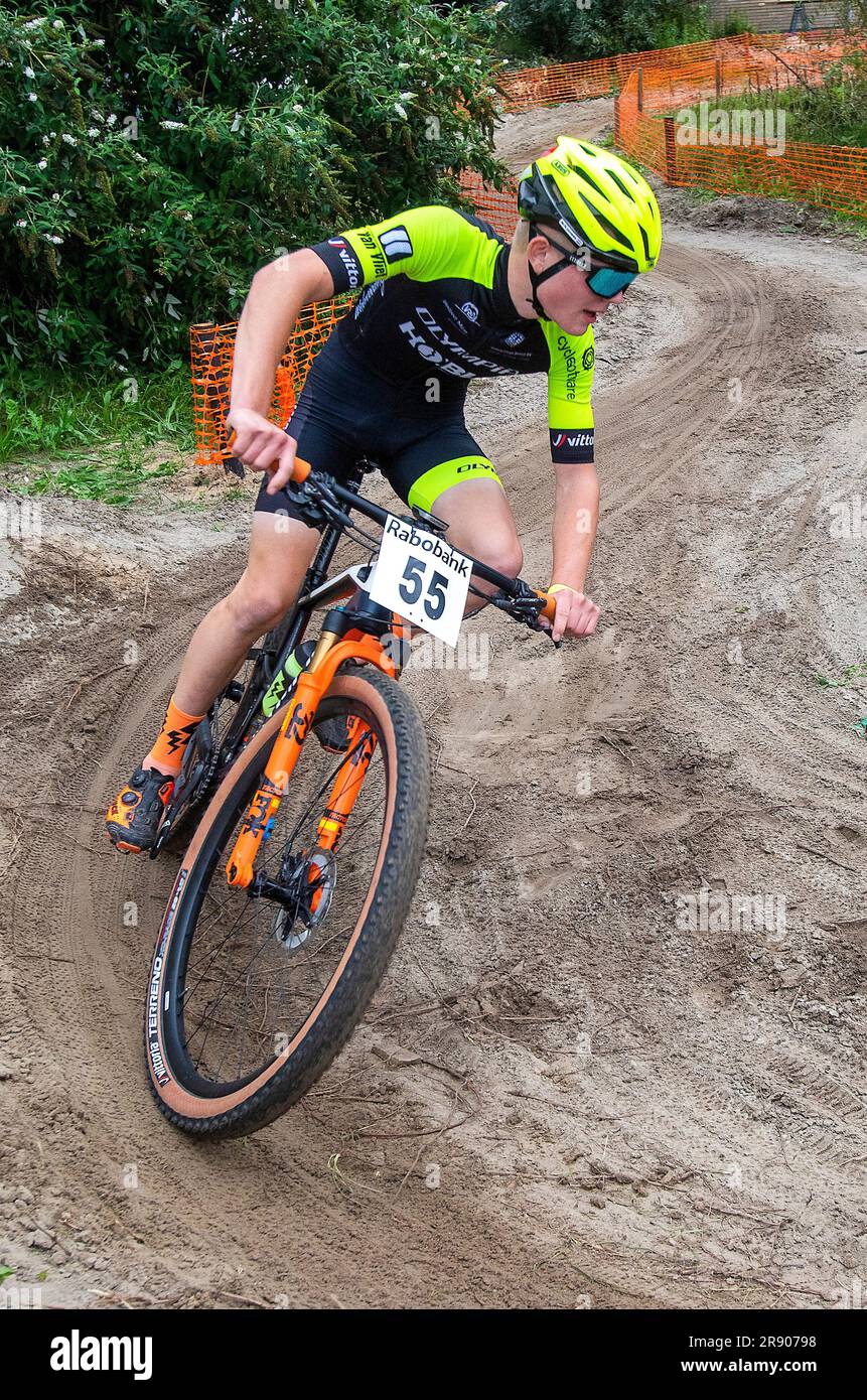 Olanda, una gara di mountain bike su un percorso appositamente costruito attraverso la città. Foto Stock