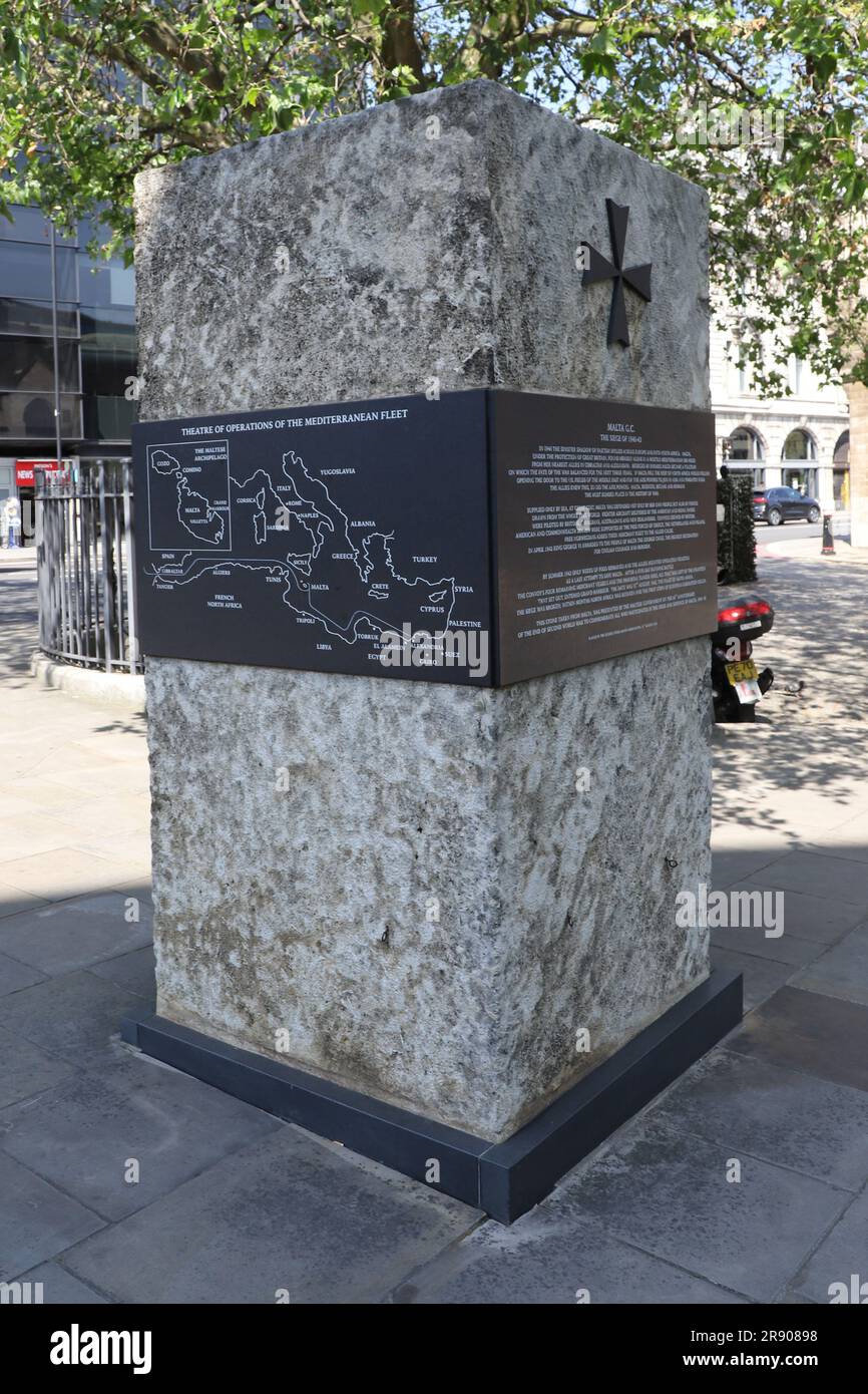Monumento all'assedio di Malta Londra Regno Unito, giugno 2023 Foto Stock