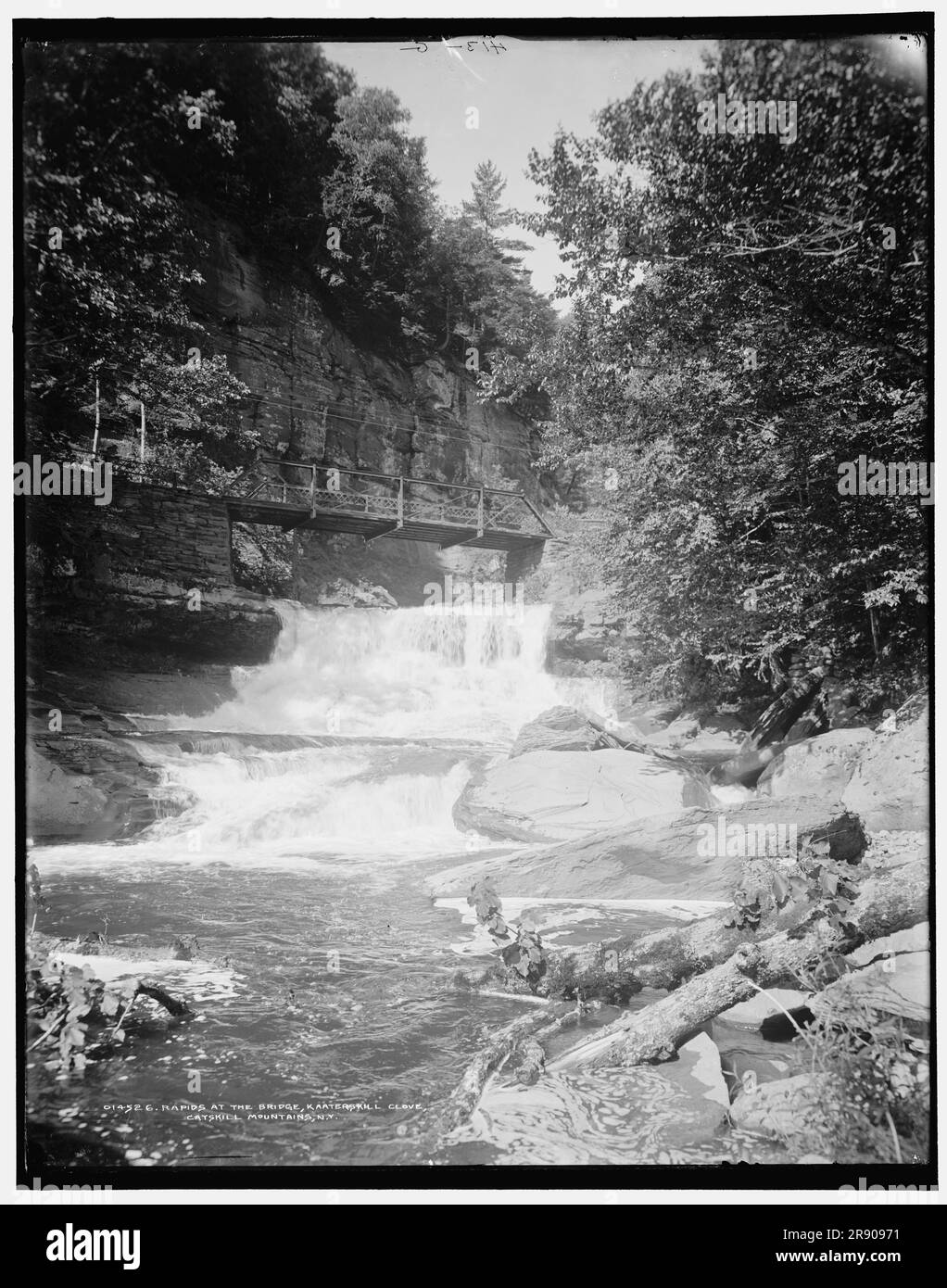 Rapids at the bridge, Kaaterskill Clove, Catskill Mountains, N.Y., (1902?). Attrazione turistica nello stato di New York. Foto Stock