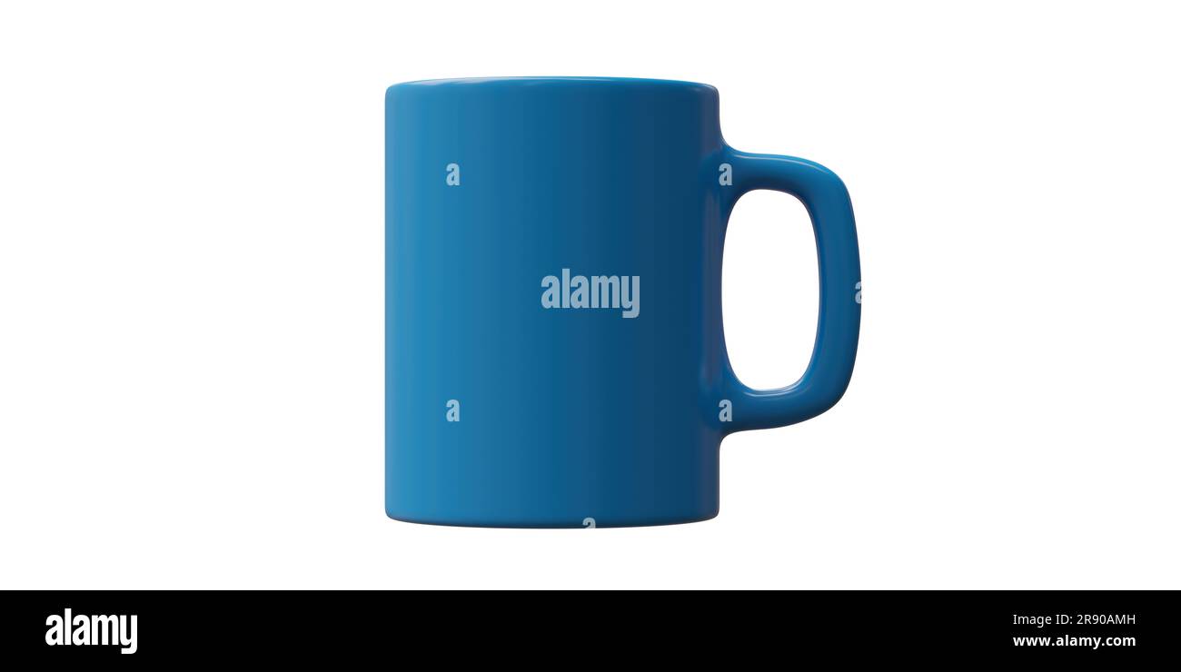 Tazza da caffè di colore blu isolata su sfondo bianco. Tazza per bevande calde Foto Stock