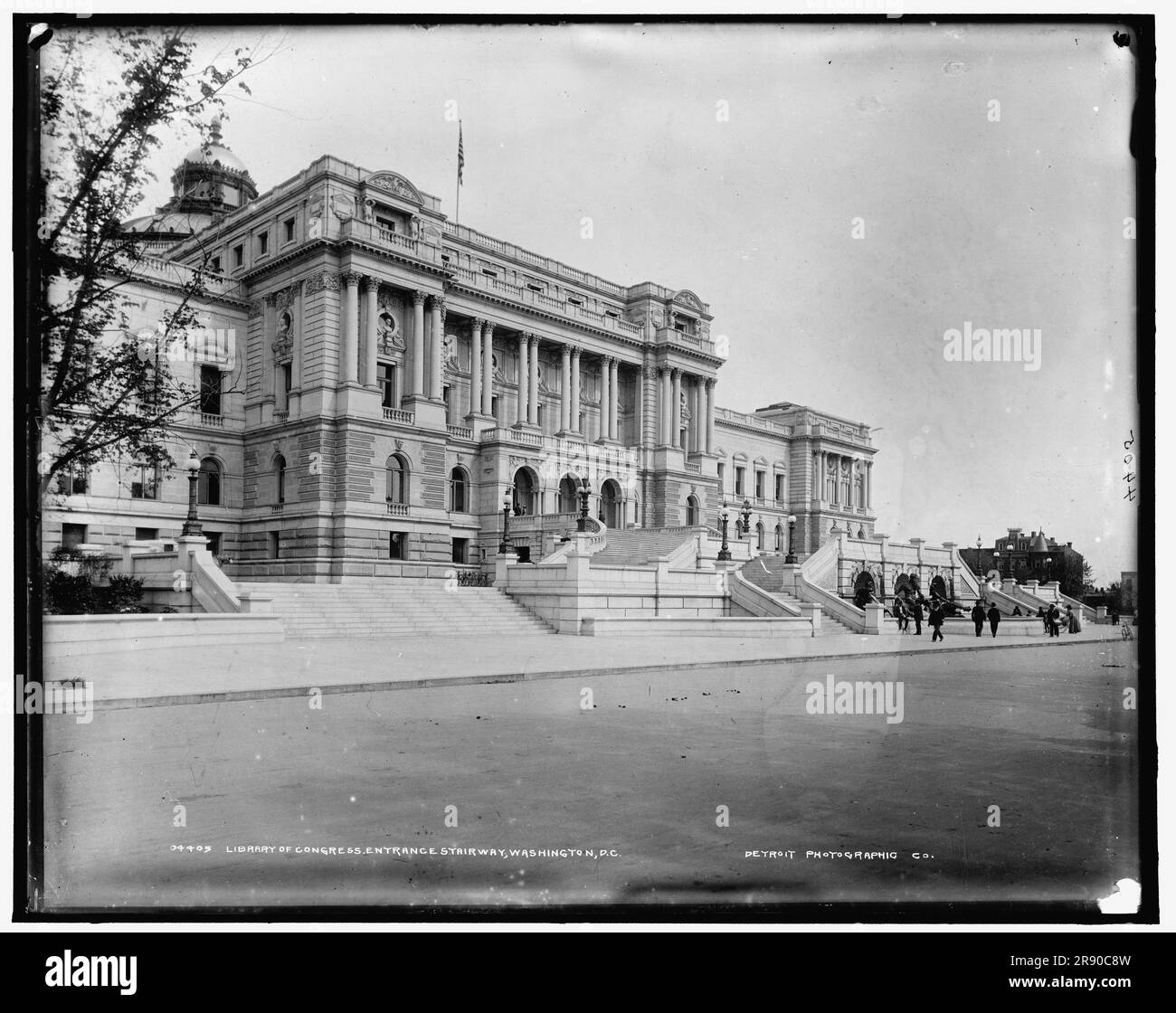 Biblioteca del Congresso, scalinata d'ingresso, Washington, D.C., tra il 1880 e il 1897. Foto Stock