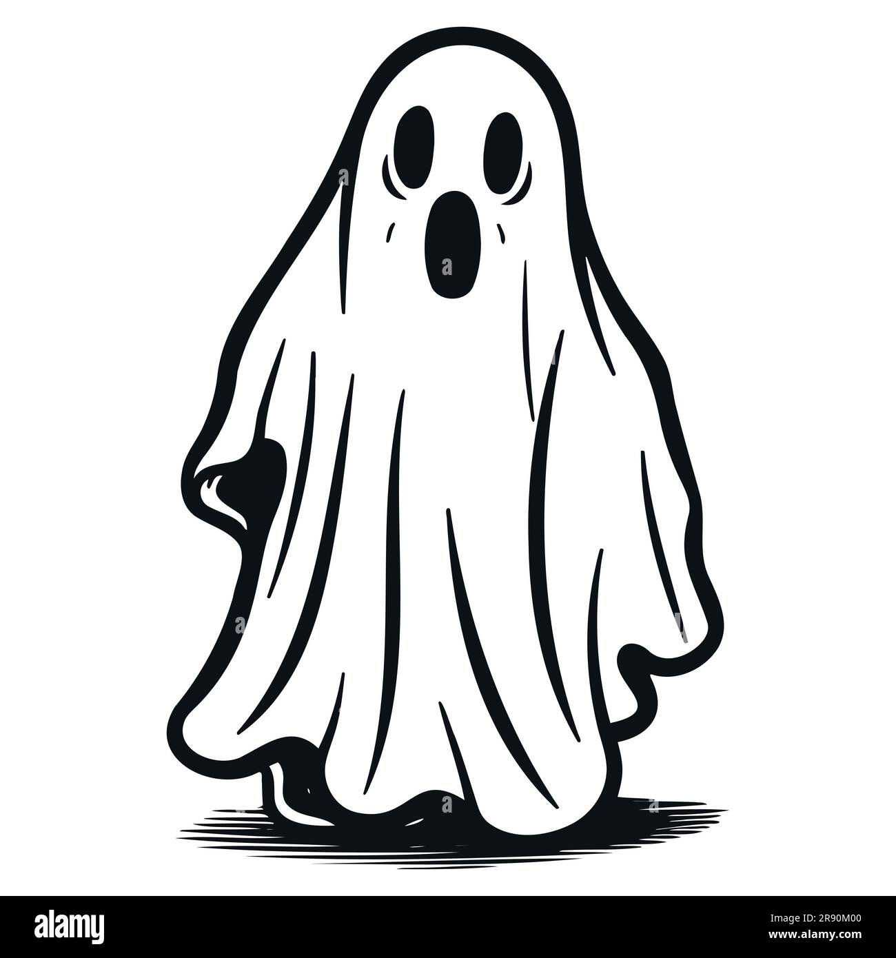 Carino fantasma isolato, Vector Halloween Concept, Cartoon Ghosts, Spooky Vector Illustrazione Vettoriale