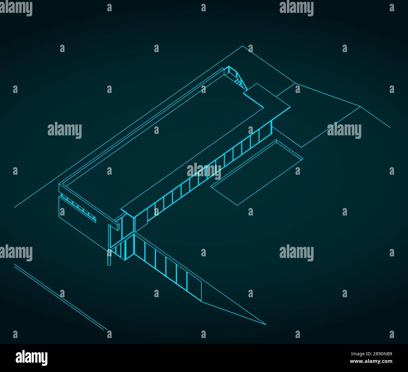 Illustrazione vettoriale stilizzata di una casa moderna in uno stile architettonico minimalista Illustrazione Vettoriale