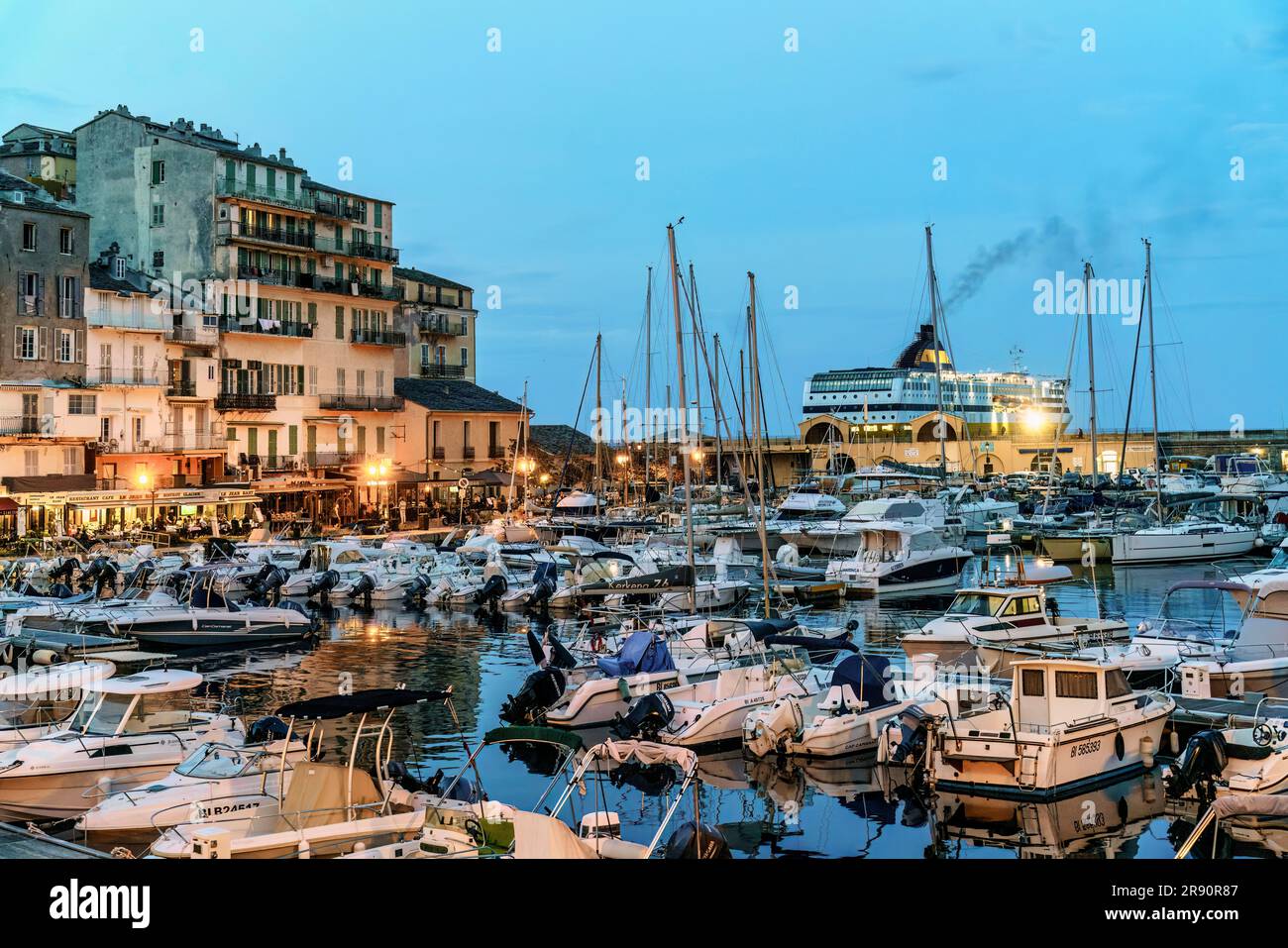 Bastia, Hafen, Blaue Stunde, Korsika, Frankreich, Europa Foto Stock