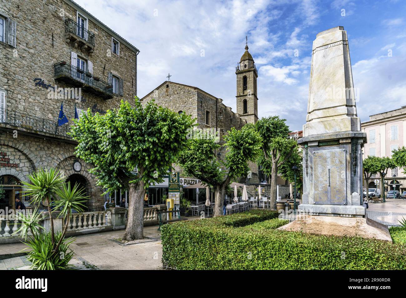 Sartene, Dorfplatz, Kirche, Korsika, Frankreich, Europa Foto Stock