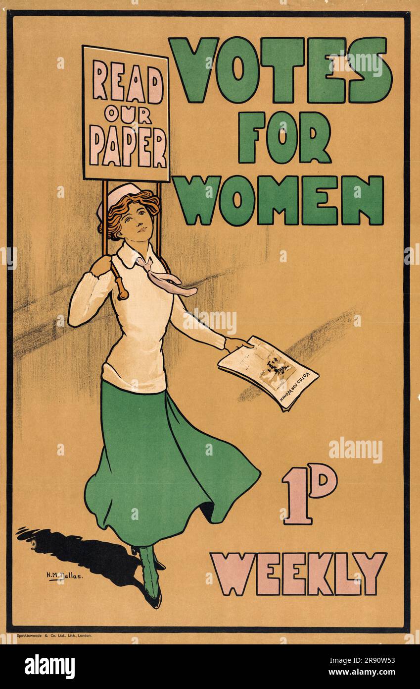Un poster pubblicitario vintage per il giornale Vote for Women Foto Stock