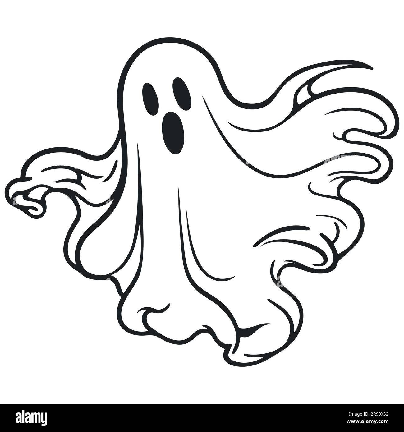 Carino fantasma isolato, Vector Halloween Concept, Cartoon Ghosts, Spooky Vector Illustrazione Vettoriale