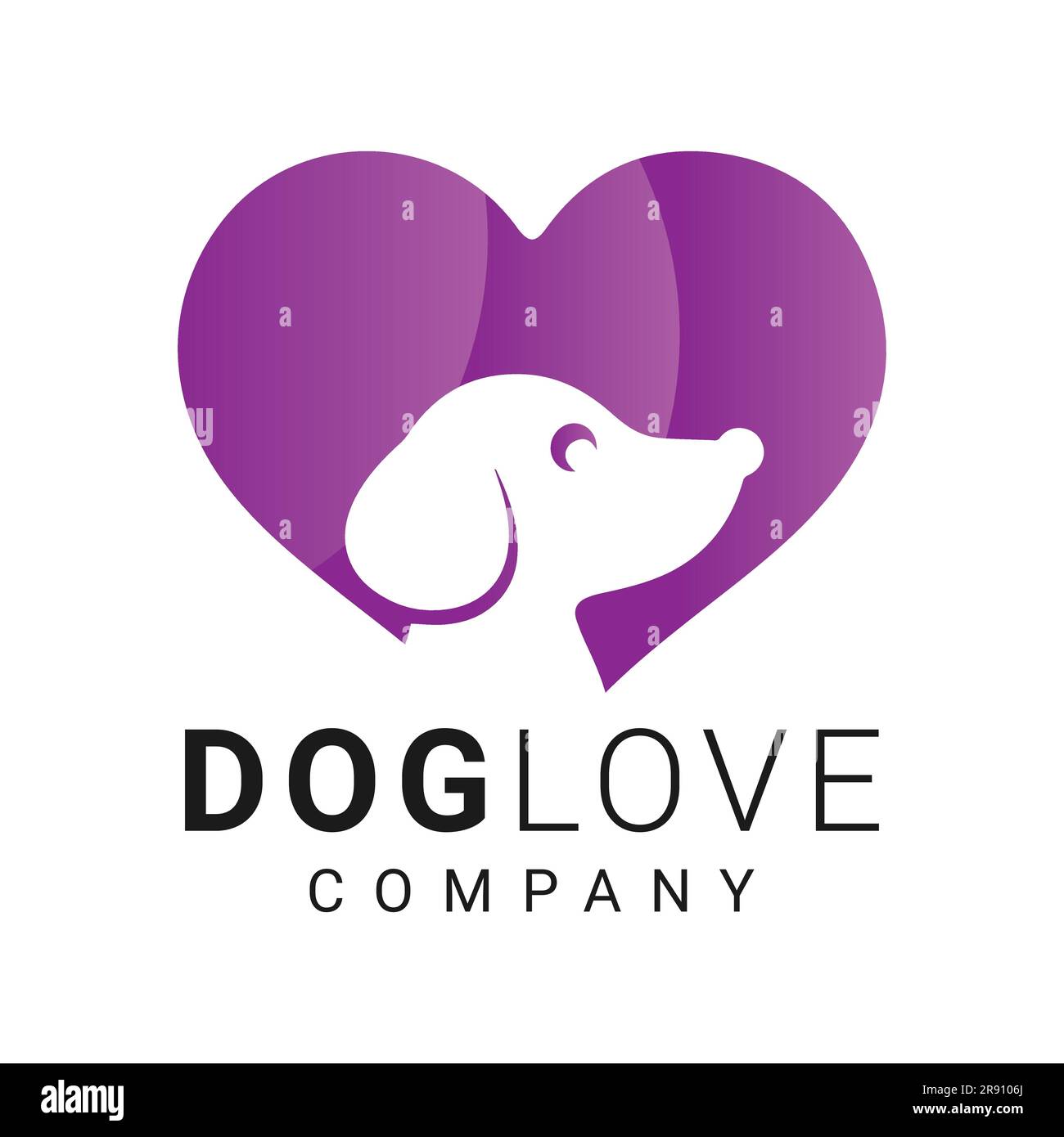 Logo Dog Love Design PET Love Care logotipo Illustrazione Vettoriale