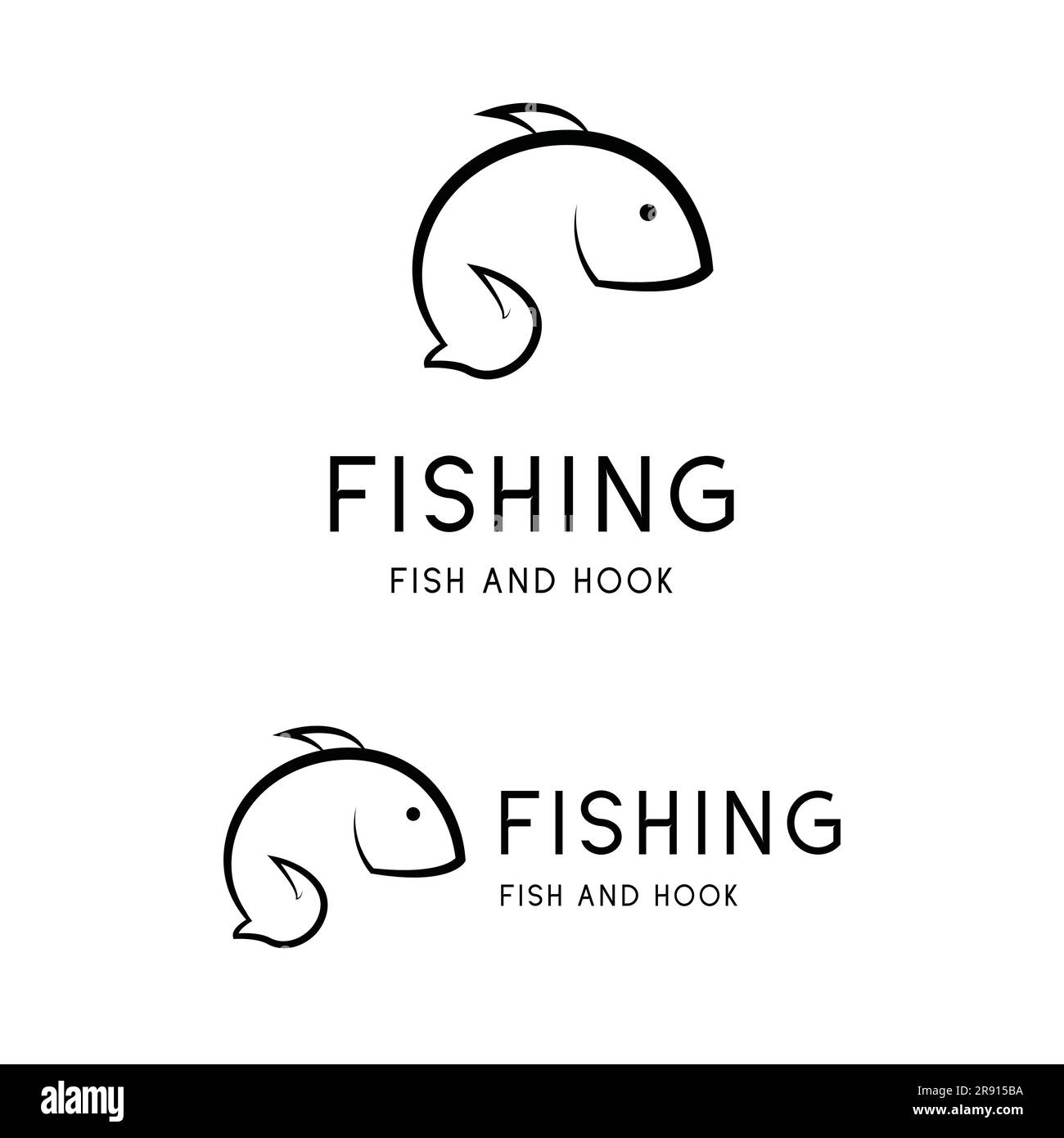 Pesca con logo pesca Design pesce con logotipo di gancio Illustrazione Vettoriale
