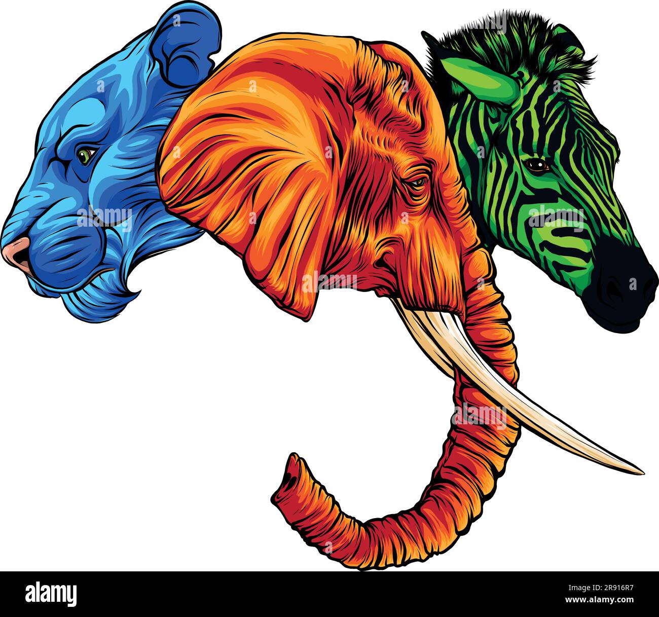 illustrazione vettoriale di testa animale di africa Illustrazione Vettoriale