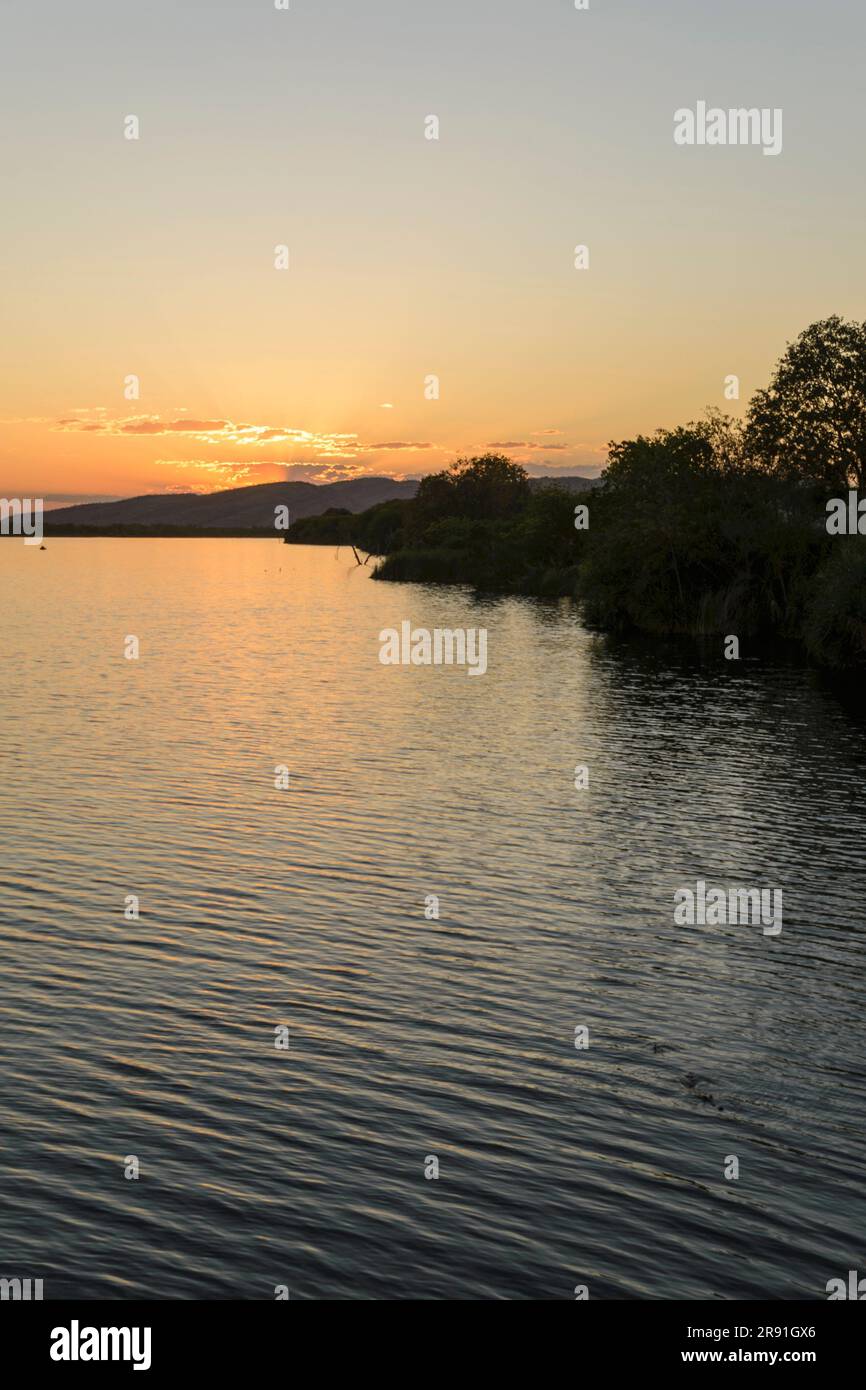 Splendide viste sul lago Kununurra al tramonto nell'Australia Occidentale Foto Stock
