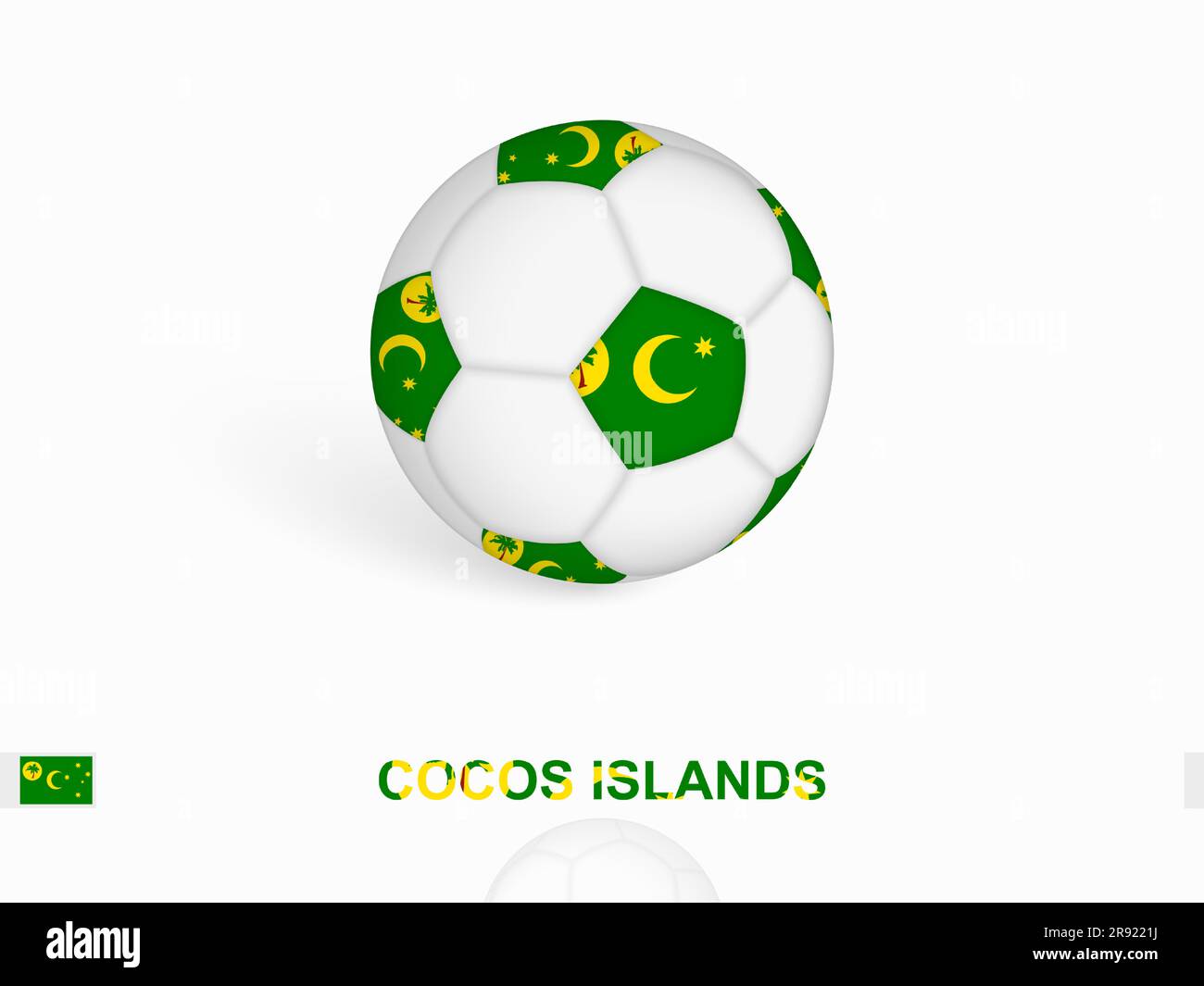 Pallone da calcio con bandiera delle isole Cocos, attrezzature sportive da calcio. Illustrazione vettoriale. Illustrazione Vettoriale