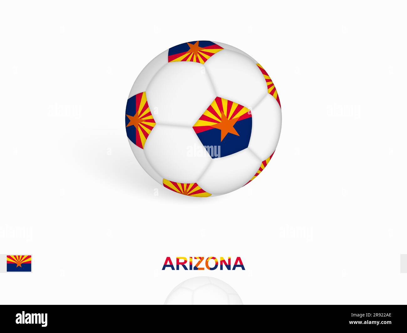 Pallone da calcio con bandiera dell'Arizona, attrezzature sportive da calcio. Illustrazione vettoriale. Illustrazione Vettoriale